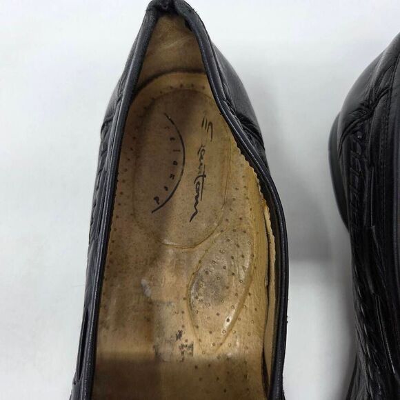 SANTONI RELAXED ITALY BLACK KILTIE TASSEL LOAFERS MOC TOE MENS SIZE 9.5 EE WIDE - Picture 5 of 10